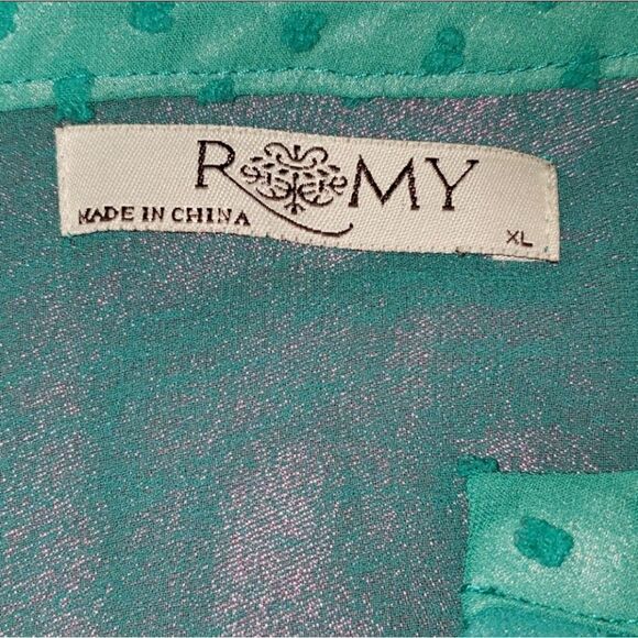 Romy Sheer Green Long Sleeve Blouse - Picture 7 of 7